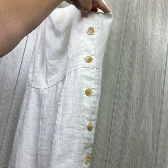 J Mclaughlin Womens Dress 6 White Midi‎ Linen Sleeveless Button Gauzy Coastal - Picture 5 of 6